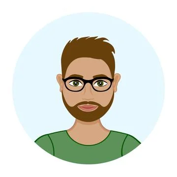 Avatar of a man with beard. Office worker wearing glasses Stock Illustration