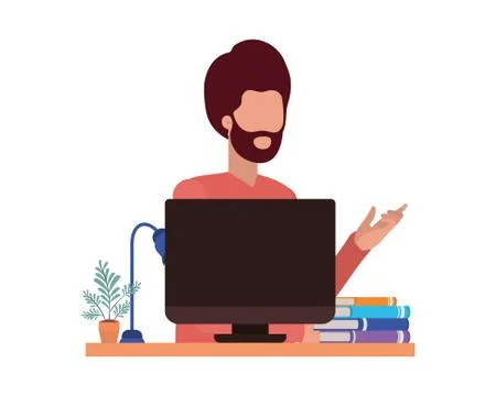 Avatar man person with computer vector design Illustrazione stock