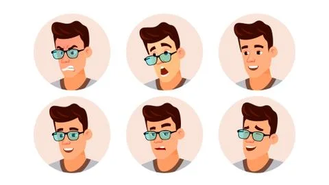 Avatar Man Vector. Human Emotions. Stylish Image. Flat Character Illustration Illustrazione stock