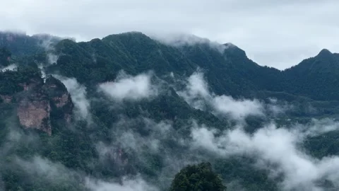 Avatar Mountains range covered with thick fog Video stock 337646228