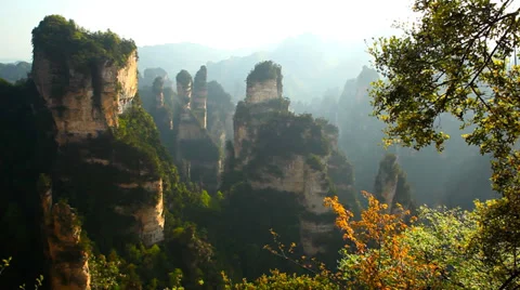 Avatar mountains. Zhangjiajie park, China Stock Footage