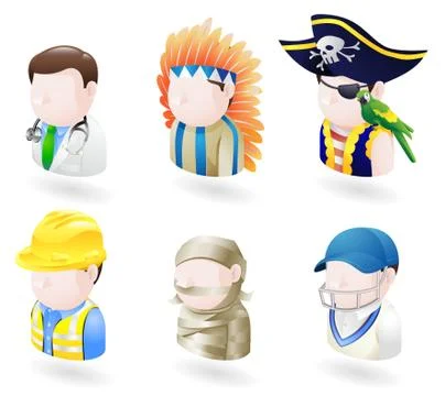 Avatar people web icon set Stock Illustration