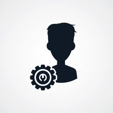 Avatar portrait cog setting icon theme Illustrazione stock