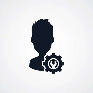 Avatar portrait cog setting icon theme 스톡 일러스트