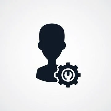 Avatar portrait cog setting icon theme Illustrazione stock