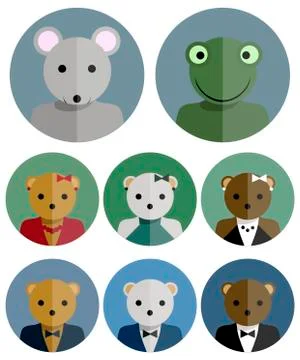 Avatar set of cute animals for website 3 스톡 일러스트