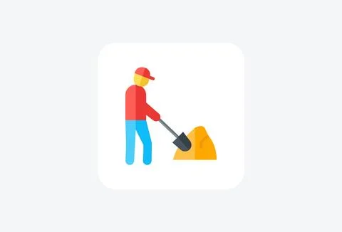 Avatar, shovel fully editable vector fill icon Stock Illustration