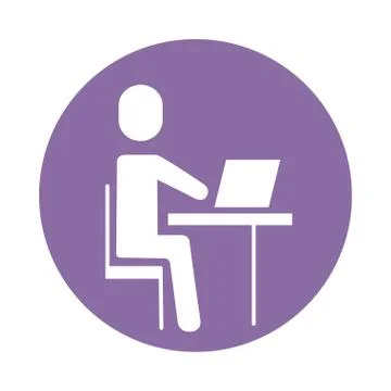 Avatar silhouette using laptop block style Illustrazione stock