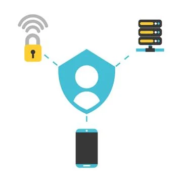 Avatar smartphone database security connection Stock Illustration