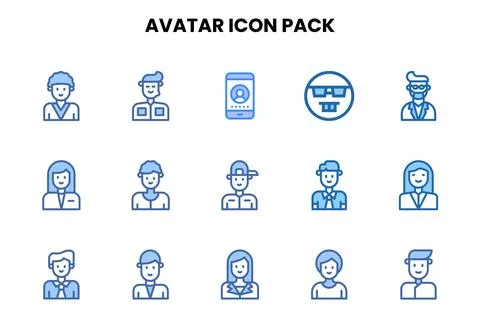 Avatar Two Colour Icons Pack Stock Illustration
