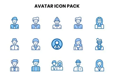 Avatar Two Colour Icons Pack Stock Illustration