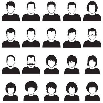 Avatar, vector people icon set of flat avatar, vector people icon, user fa... Stock Photos