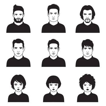 Avatar, vector people icon set of flat avatar, vector people icon, user fa... Stock Photos