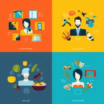 Avatars flat icons Stock Illustration