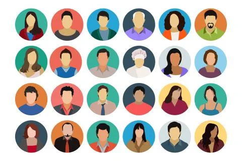 Avatars Flat Icons Set Stock Illustration