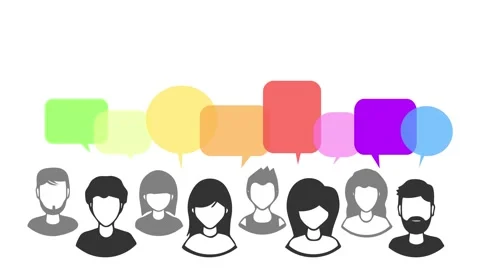 Avatars of a group of people with colored clouds footer for text or thoughts Stock Footage 276659003