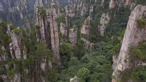 Avatar's Pandora Steep Cliffs and Mountains in Zhangjiajie, Hunan; China Stock Footage 102129360