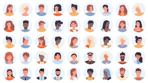 Avatars of people with different occupations set, circles for user profile with Stock Illustration