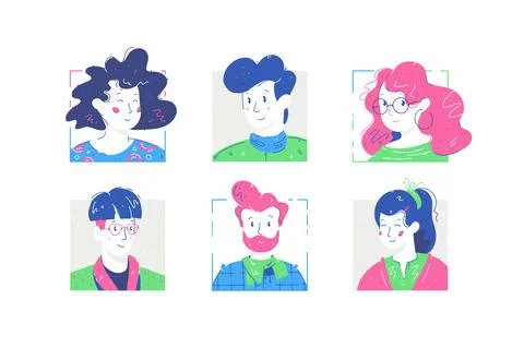 Avatars of people faces Stock Illustration