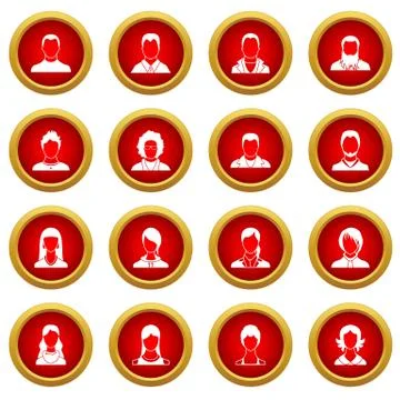 Avatars set icon red circle set Illustrazione stock