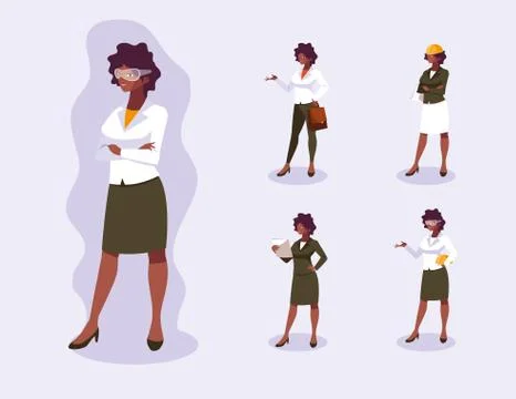 Avatars set of professional workers design Stock Illustration