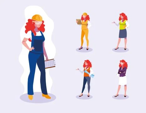 Avatars set of professional workers design Stock Illustration