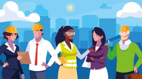 Avatars set of professional workers design Stock Illustration