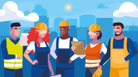Avatars set of professional workers design Stock Illustration
