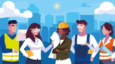 Avatars set of professional workers design Stock Illustration