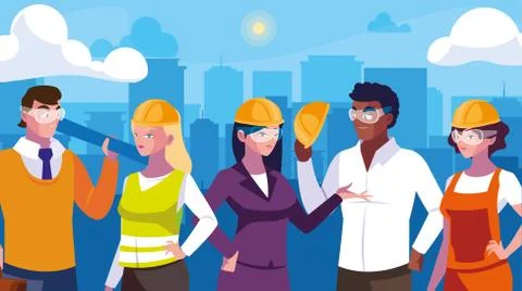 Avatars set of professional workers design Stock Illustration