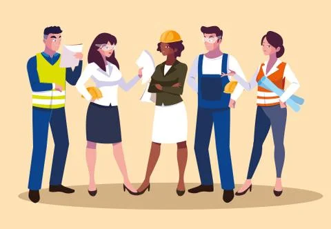 Avatars set of professional workers design Stock Illustration