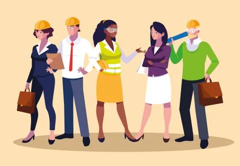 Avatars set of professional workers design Stock Illustration