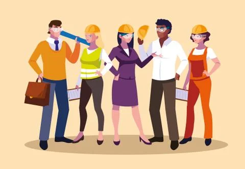 Avatars set of professional workers design Stock Illustration