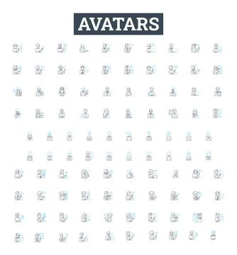 Avatars vector line icons set. Personas, Characters, Forms, Idols, Avatars Stock Illustration