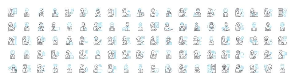 Avatars vector line icons set. Personas, Characters, Forms, Idols, Avatars Stock Illustration