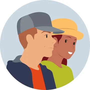 Avatars of a young man in a cap and a woman in a hat .Vector illustration Stock Illustration