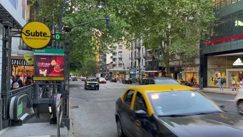 Ave. Santa Fe in Buenos Aires Stock Footage 220582602