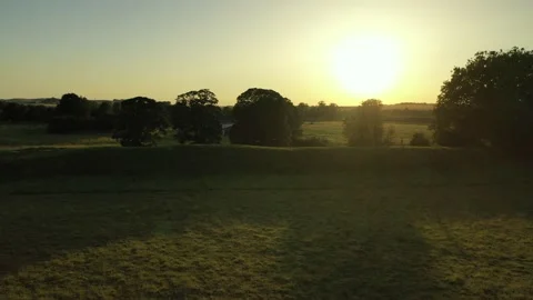 Avebury Stone Circle Sunset Slow Drone Clip of Earthen Henge, Wiltshire 4K Stock-Footage 168942467