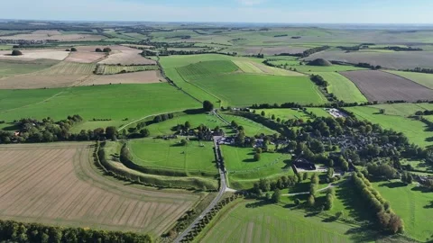 Avebury World's Largest Stone Circle, Wiltshire UK, Landscape Drone View 4K Stock Footage 318060160