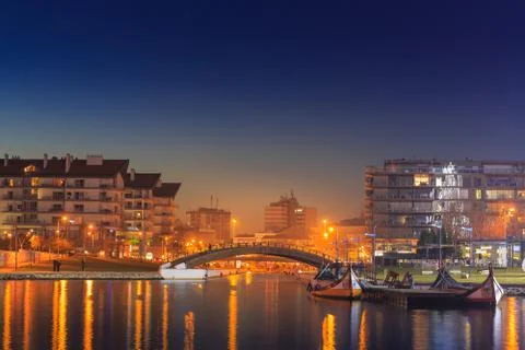 Aveiro by night Stock Photos
