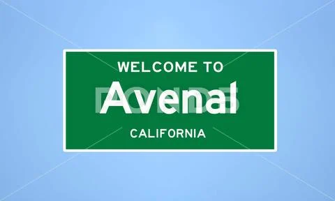 Avenal, California city limit sign. Town sign from the USA. Stock Illustration