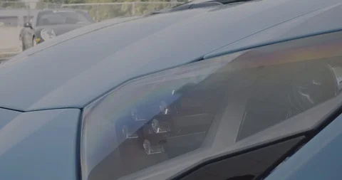AventadorS blue closeupheadlight Stock Footage 103103355