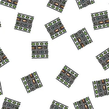 Avenue city vector seamless pattern Stock Illustration