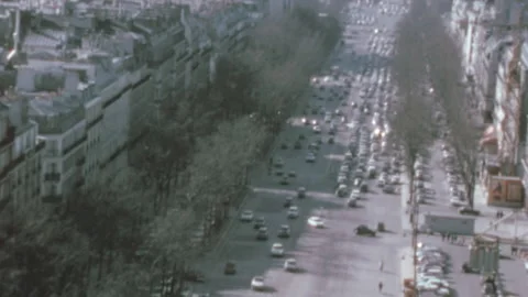 Avenue de la Grande Armee Traffic From Arc de Triomphe in Paris France in 1960s Stock Footage 347123958
