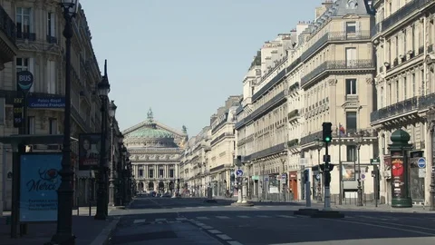 "Avenue de l'Opera" in PARIS during the lockdown 02 Stock Footage 127433454