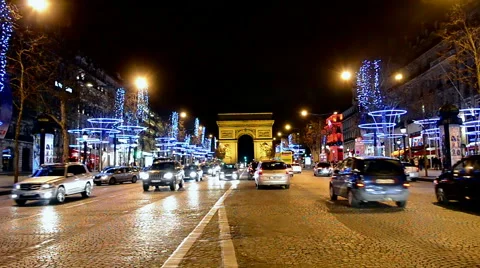 Avenue des Champs-Elysees decorated with Christmas illumination, Paris, France. 스톡 동영상 43342983