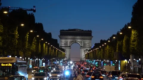 The Avenue des Champs-Élysées At Night Stock Footage 246896304