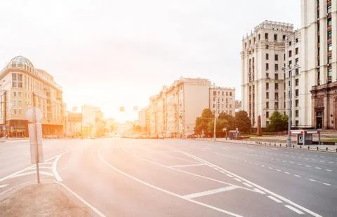 Avenue with the evening sunlight Foto stock