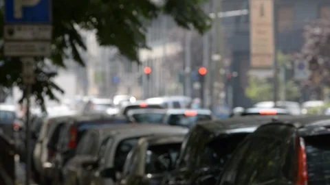 Avenue with intersections and Milan traffic Stock Footage 111329428