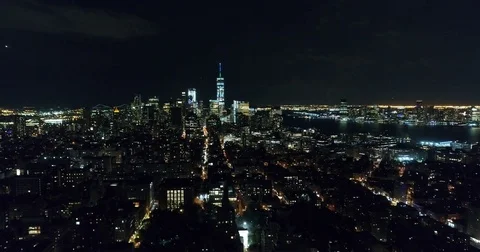 Avenue lights running south through nighttime Manhattan Stock-Footage 76969059